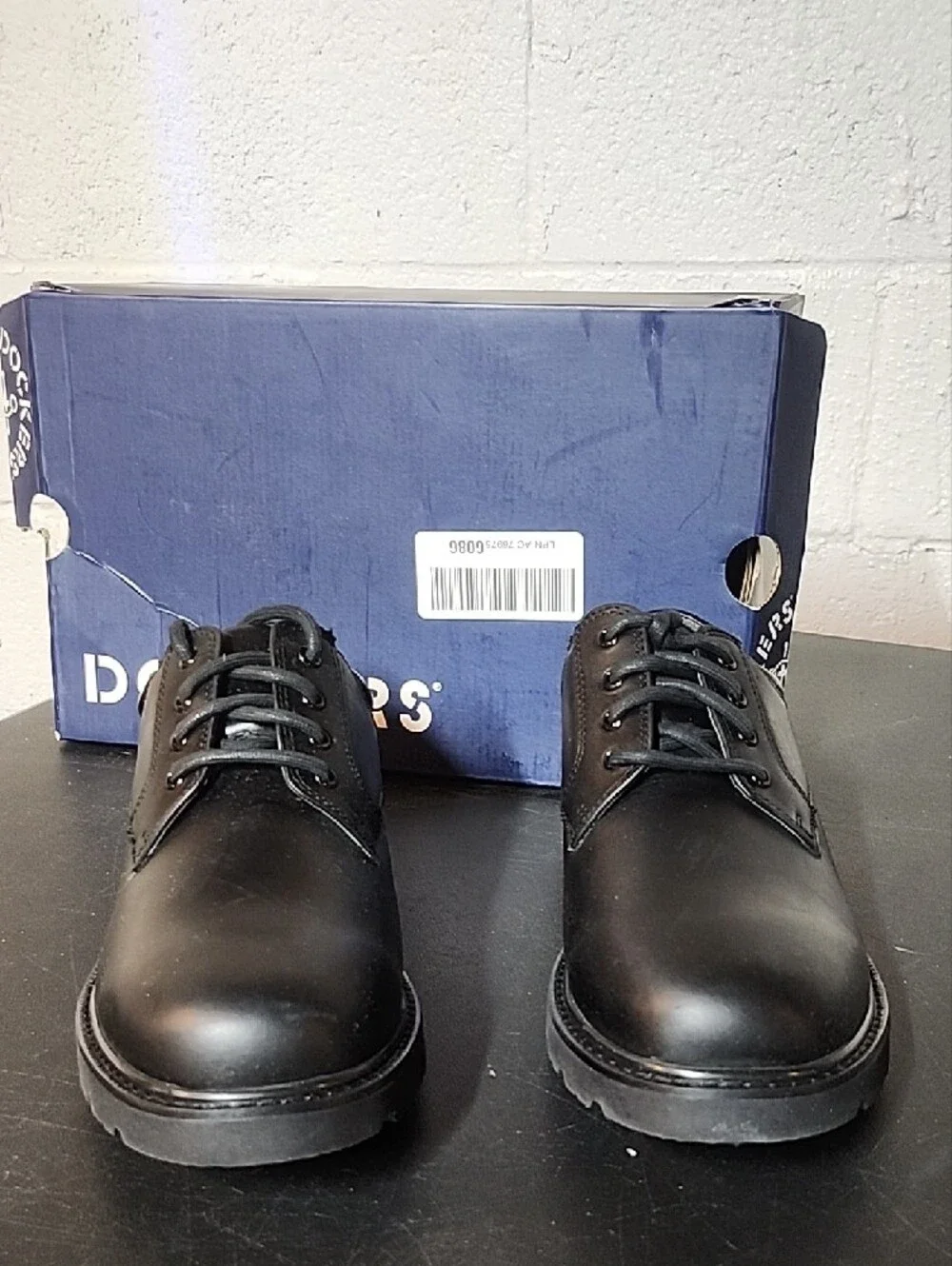 Dockers Shelter Men's Black Leather Derby Work Shoes